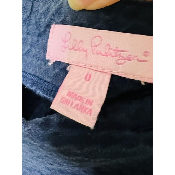 LILLY PULITZER SCALLOPED POCKET SHORTS NAVY BLUE SIZE 0 - Picture 9 of 9